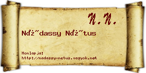Nádassy Nétus névjegykártya